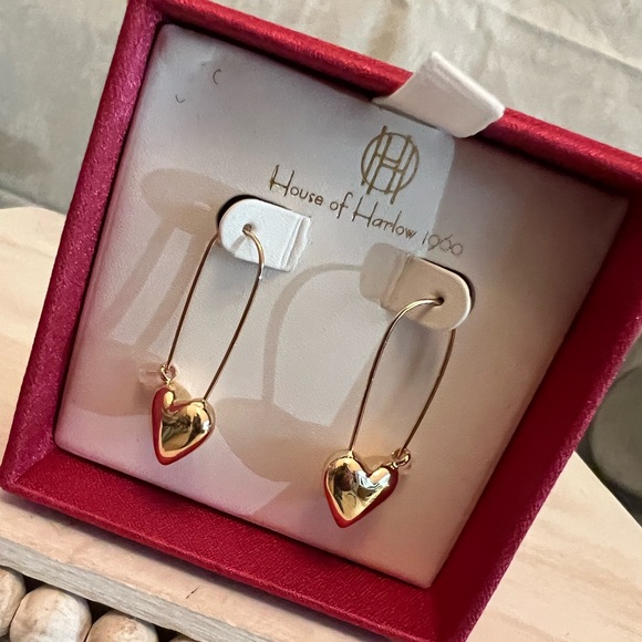 House of Harlow 1960 Hanging Heart Earrings - Picture 2 of 3
